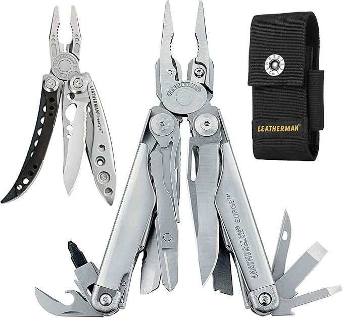 Leatherman Surge multitool with 21 tools and blade exchanger saw