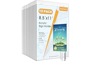 MaxGear Acrylic Sign Holder 8.5" x 11" Clear Wall Mount Frame Bonus with Mounting Screws, Perfect for Home, Office, Store, Re