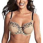 Panache Women's Envy Stretch Lace Balconette Bra, Sand/Black, 28 FF