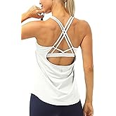 icyzone Workout Tank Tops Built in Bra - Women's Strappy Athletic Yoga Tops, Running Exercise Gym Shirts