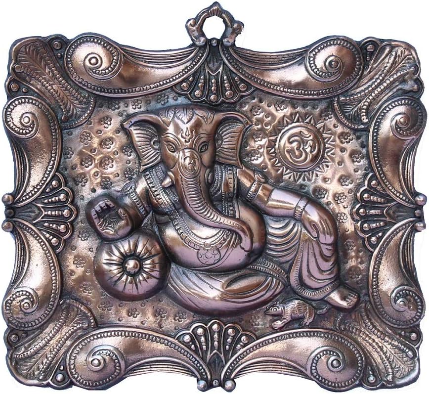 Apka Mart The Online Shop Ganesh Wall Hanging | Shri Ganesha Relaxing Wall Decor for Entrance door, Temple, Puja, Home decor and Gifts (Metal - Alloy | Color - Copper Shade | Size -12 Inch)