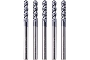 BestParts High Performance 5pcs Solid Carbide Ball Nose End Mills, AlTiN Coated, 4 Flute, 30 Degree Helix, 1/8" Cutting Diameter, 1/8" Shank Diameter, 1/2" Length of Cut, 1-1/2" Overall Length