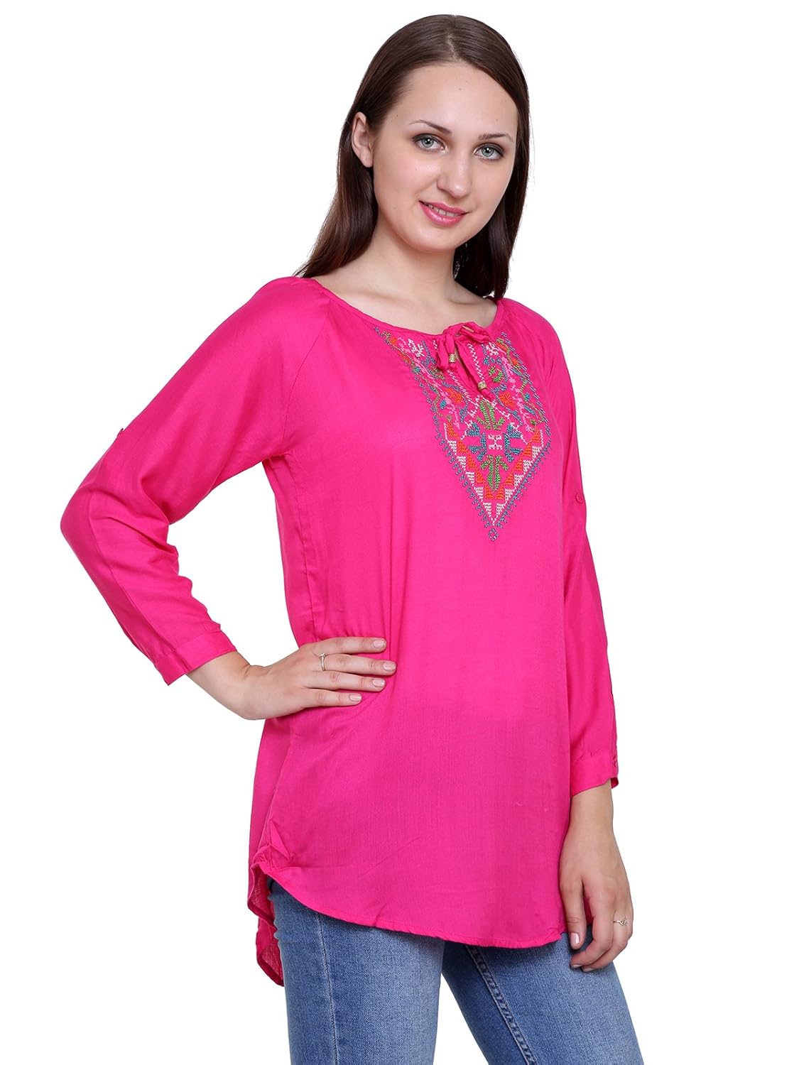 papsara pink rayon women long top