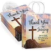 Chiisong 24 Pcs Welcome to Our Church Gift Bags Religious Brochure Paper Gift Bag with Handles Church Visitor Packets Christian Religious Party Favor for Vbs Birthday Baptism Party Supplies Decoration