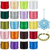PH PandaHall 600 Yards 1mm Rattail Cord Nylon String Satin Cord 20 Colors Silk Cord Beading String for Necklace Friendship Bracelet Beading Macramé Kumihimo Chinese Knot Dream Catchers Braid Hair