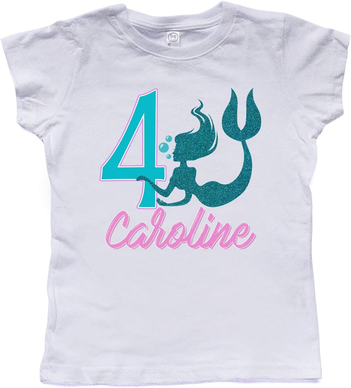 NanyCrafts' Personalized Mermaid Birthday Glitter Girl's Shirt