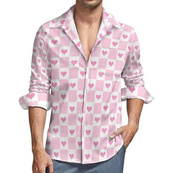 Amazon.com: Pink Pastel Checkered Long Sleeve Button Down