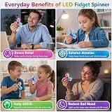 Gigilli LED Fidget Spinner 2 Pack with Lights | Glow in the Dark 7.5 cm view 6