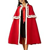 CWDGAGANB Christmas Red Cape Cloak with Hood Women Mrs Claus Costume Adult Women Christmas Costumes for Women