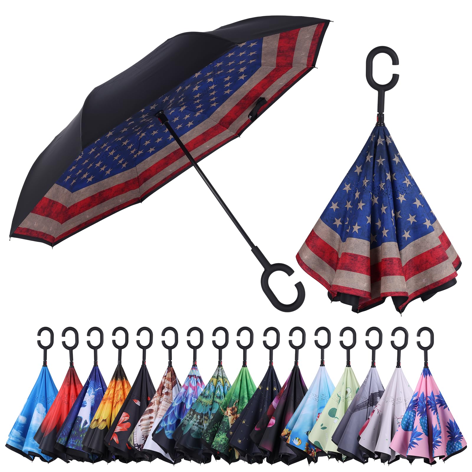 Wxjiahetai Inverted Reverse Umbrella with C-shaped