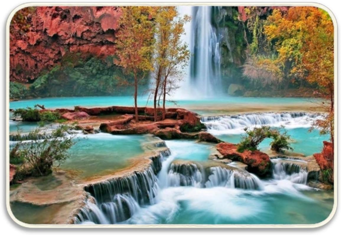 Amazon Com Ranhkdn Non Slip Backing Doormat Waterfall Wallpapers