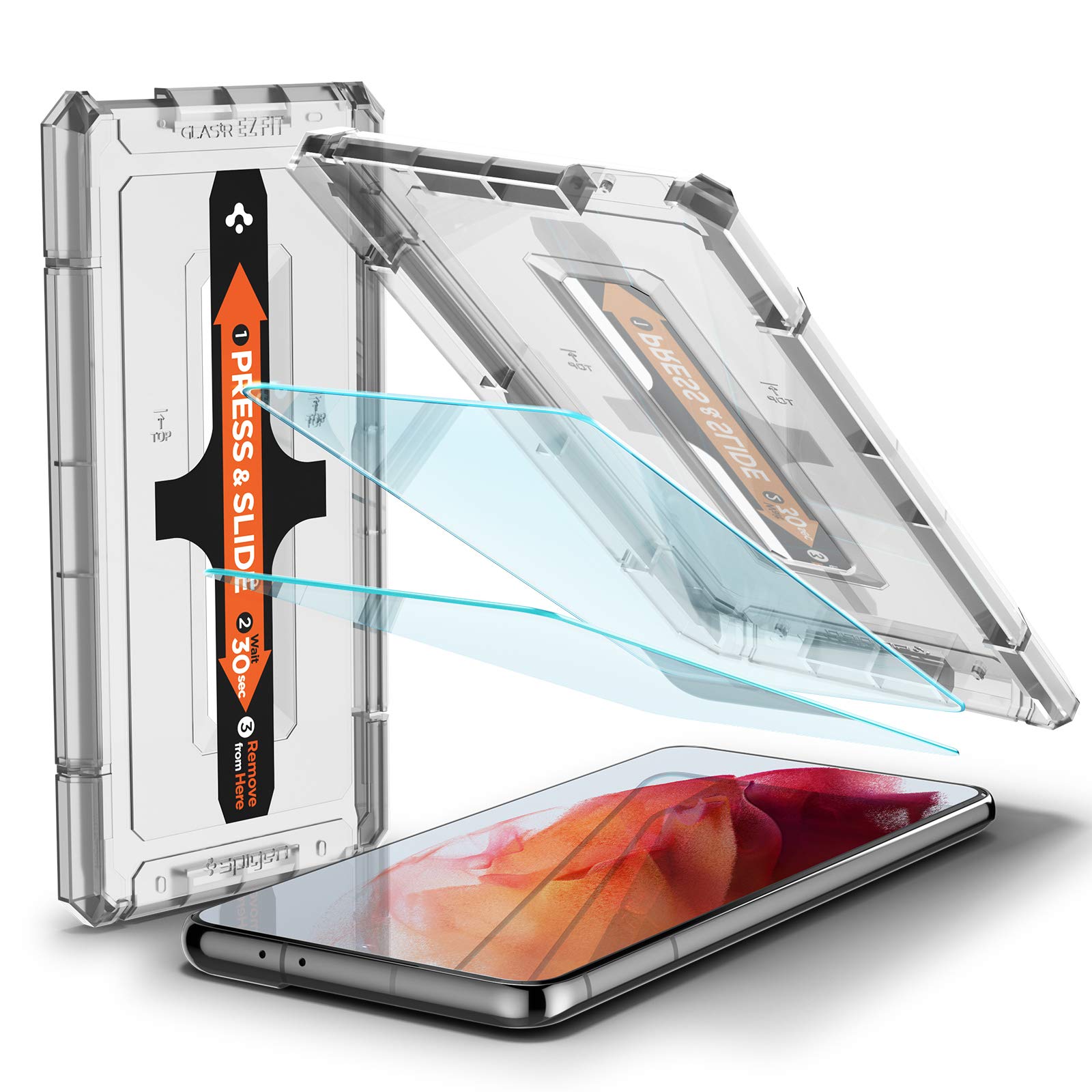 Spigen 2 Pack EZ Fit Tempered Glass Screen Protector for Samsung Galaxy S21