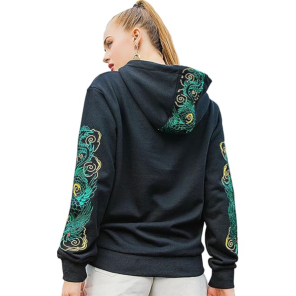 HaiZi XiHuan Men'S Black And White Hoodie Kirin Embroidered
