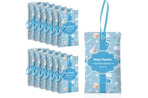 SCENTORINI Scented Sachets for Drawers and Closets, Baby Powder Scent 14 Pack, Long-Lasting Sachets Bags Wardrobe Freshener, for Drawers, Closets, Cars
