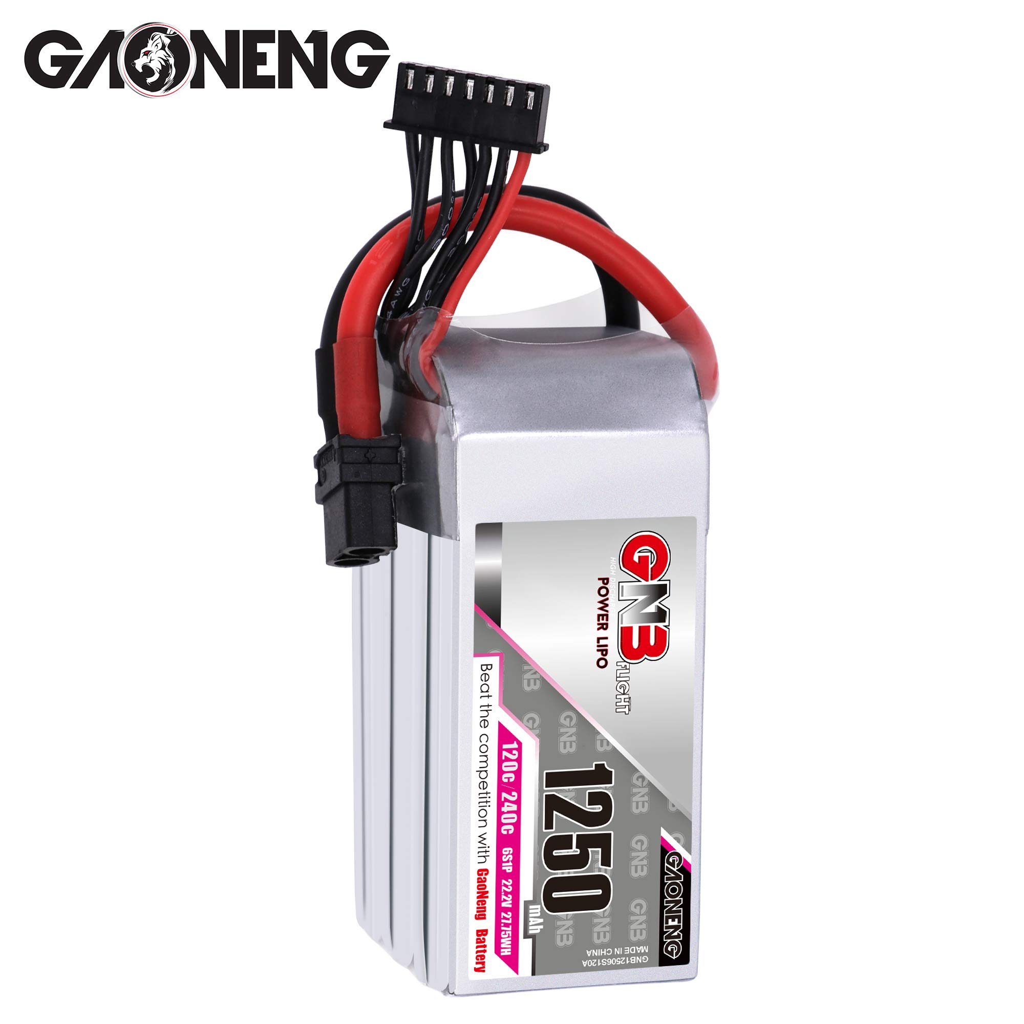 Buy GAONENG GNB 6S LiPo Battery Pack 1250mAh 120C 22.2v FPV Battery XT60 Connector for FPV