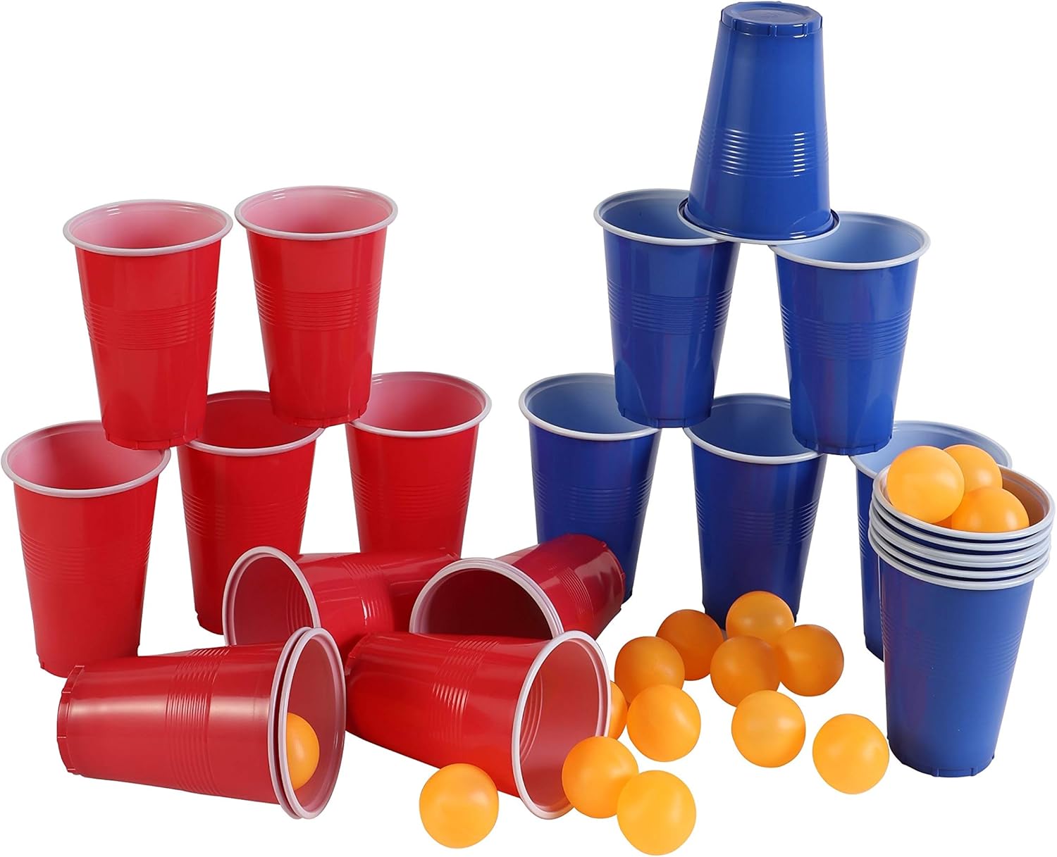 Komonee Beer Pong Set Supersize Mega Value Pack 48 PCs American Adult Indoor Novelty Drinking Game 24 Re-usable Cups and 24 Orange Balls - Image 5