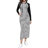 BeautyNee Women's Casual Long Sleeve Side Slit Pullover Maxi Hoodie Dress Slim Sweatshirt Long Dresses with Pockets