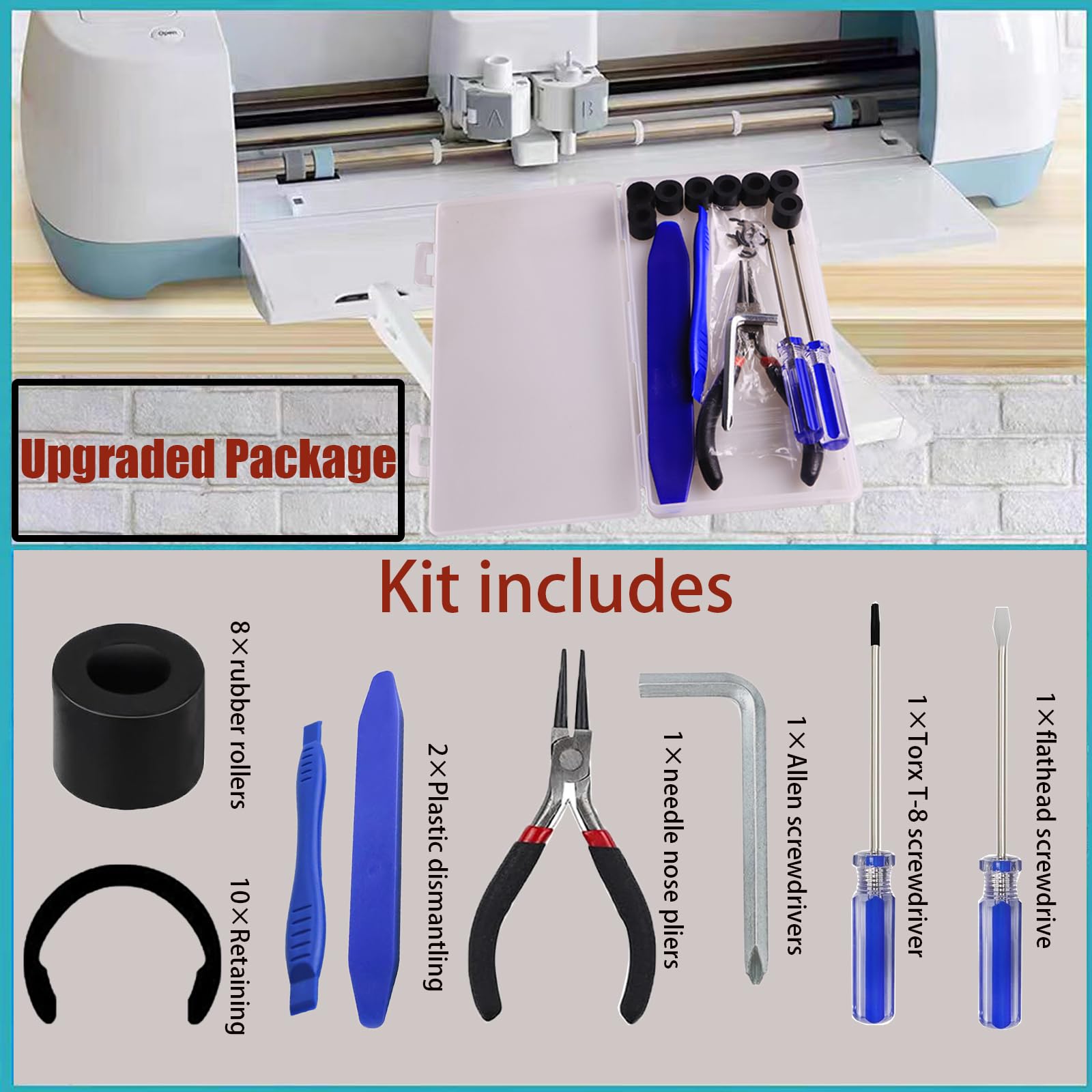 24 Packs Rubber from Moving Retaining Clip Rings Rubber Roller Replacements Sets Compatible with Cricut Maker/Maker 3 Only Roller Resolution for Cricut Maker Complete Repair Tools