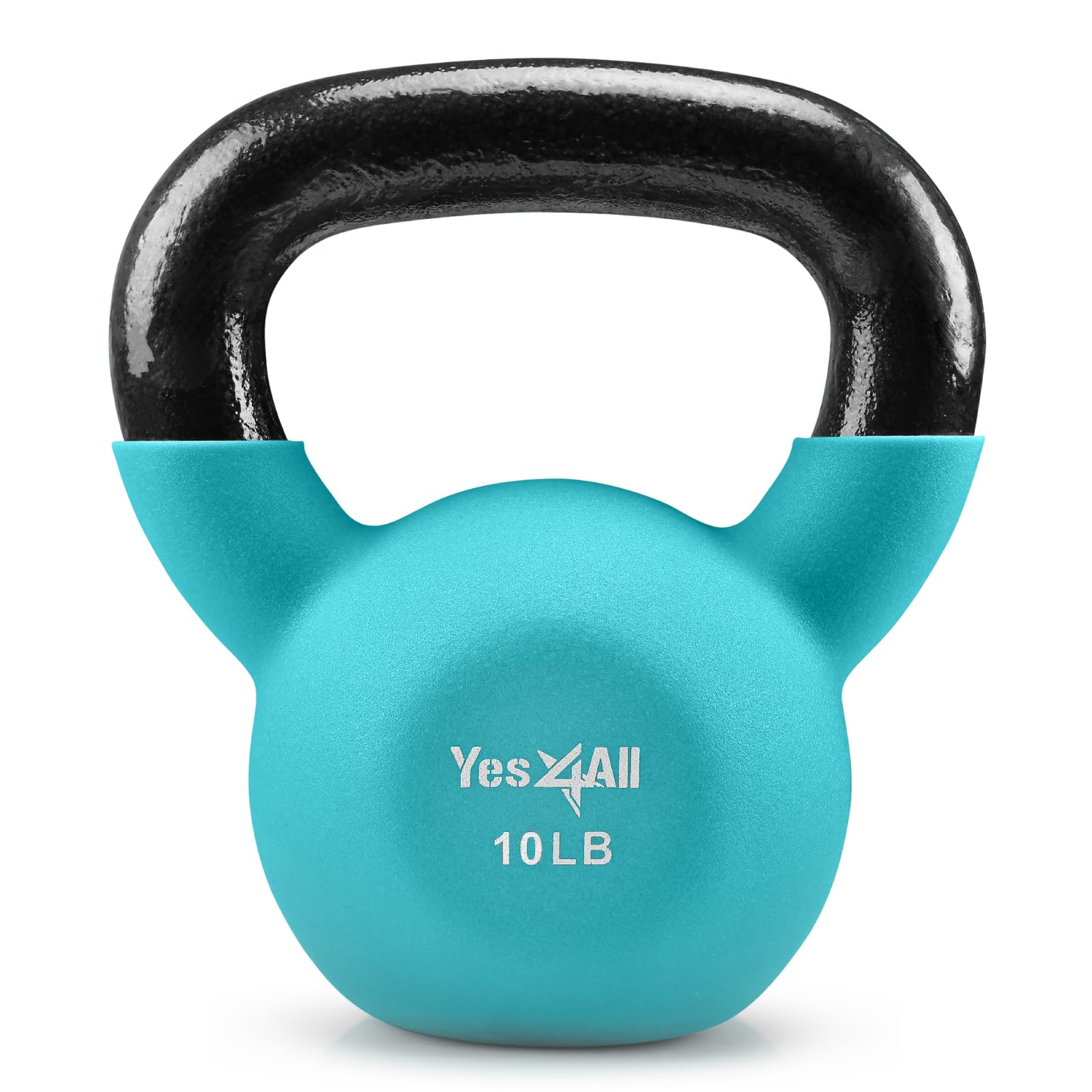 Photo 1 of Yes4All Kettlebell, 10 LB Neoprene Coated Cast Iron Kettlebells, Wide Grip Handle & Flat Bottom for Swings, Squats, Deadlifts, Push Ups & Full Body Training at Home Gym