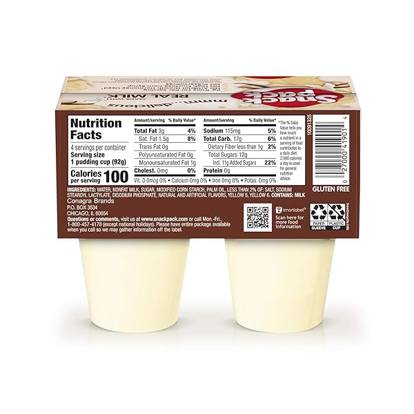 SNACK PACK VANILLA FLAVORED PUDDING, 4 COUNT PUDDING CUPS