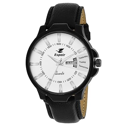 Analogue Round White Dial Mens Watch- Es126