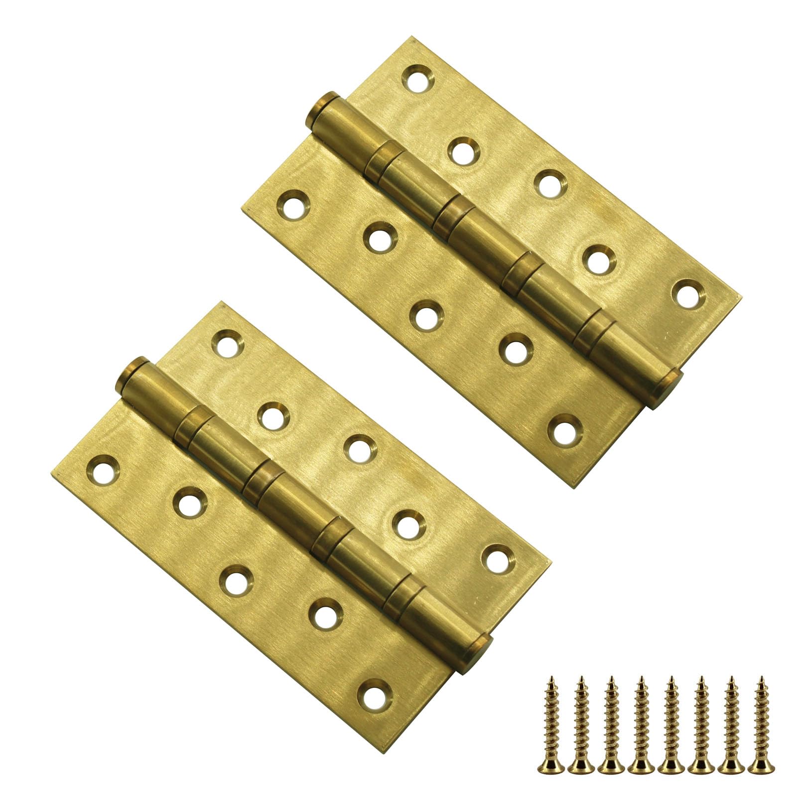 5x3 Inch(12.5x7.5cm) Golden Square Door Hinges 3mm Thickness Solid Stainless Steel Ball Bearings Door Hinges Heavy Duty Hinges (2 Pieces)