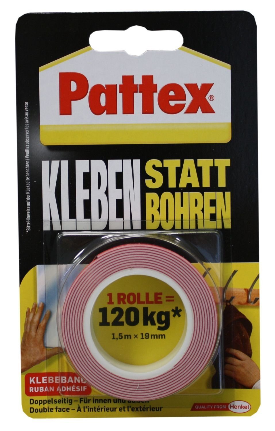 Pattex 526468 "Gluing Instead Of Drilling" Double Sided Tape, Red, 1.5 m