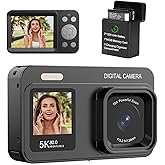 Upgraded 5K Dual Screen Digital Camera,80MP Vlog Photography Camera for YouTube,Campus,Travel,Compact Point & Shoot Camera for Teens & Beginners with Autofocus,18x Zoom,Anti-Shake,Black