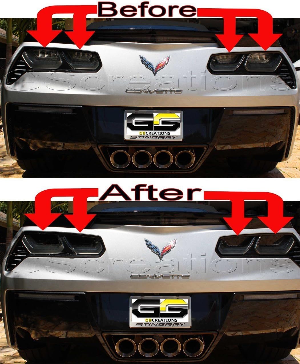 Amazon Com Gscreations C7 Corvette Rear Reverse Turn Signal Lights Only Blackout Lens Kit Smoked Covers Automotive