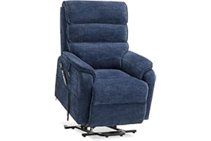 Irene House 9188 Medium Dual Motor Lay Flat Recliner Lift Chair Recliners Infinite Position with Heat Massage for Elderly Up to 300 LBS Electric Power Lift Recliner Chair Sofa (Blue Chenille)
