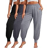Sweetyweee 3 Pack Women Plus Size Yoga Joggers Lounge Sweatpants Lightweight Casual Jogger Running Workout Pant with Pockets