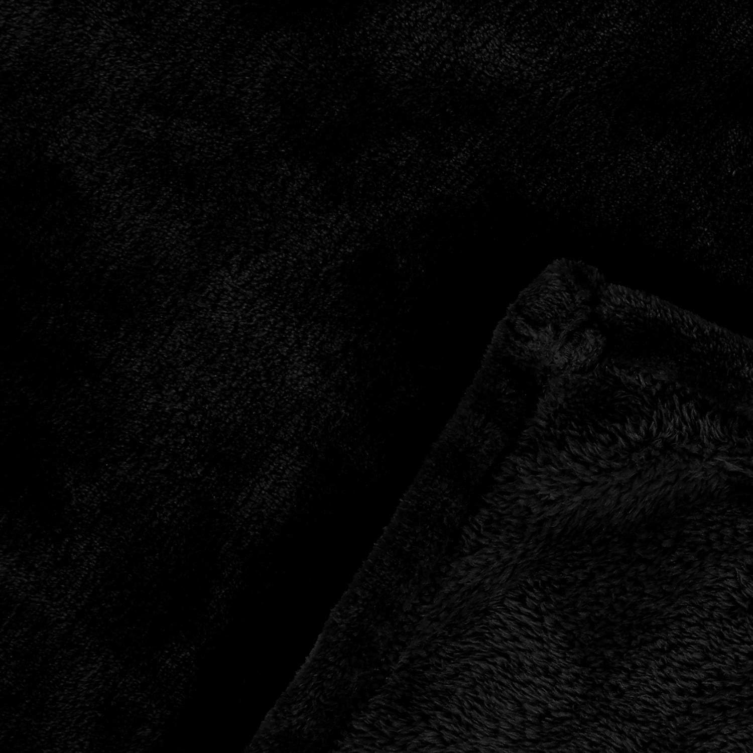 Exclusivo Mezcla Soft Flannel Fleece Velvet Plush Throw Blanket – 50" x 60" (Black): Home & Kitchen