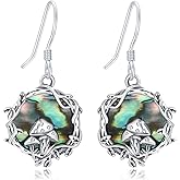 CUOKA MIRACLE Mushroom Earrings For Women S925 Sterling Silver Abalone-Mushroom Dangle Earrings Abalone Mushroom Jewelry Gifts For Women Mother's Day Jewelry