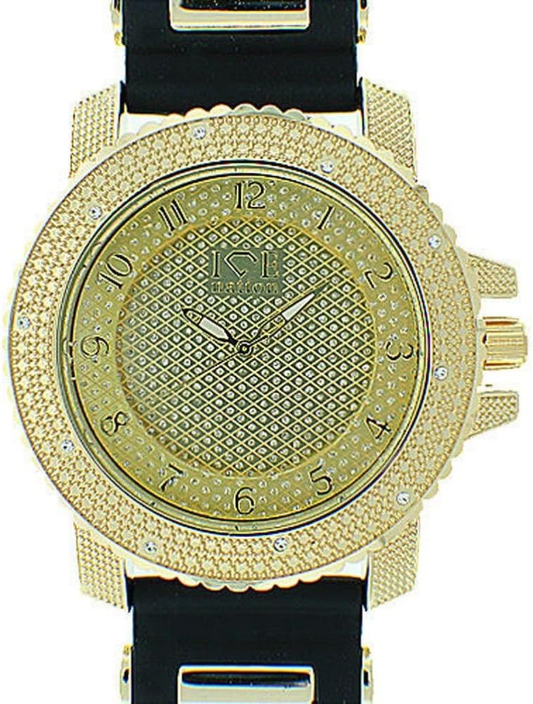 VOOXOO New Design Mens Rhinestone Golden Retro Punk Watch With Silicone Bullet Band