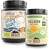 Earth Fed Muscle Vanilla Grass‑Fed Whey + Unflavored Collagen Peptides Power Bundle