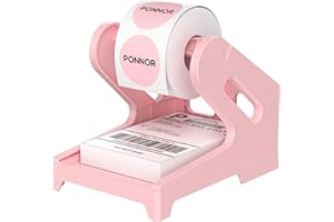 PONNOR Label Holder Thermal Label Holder for Rolls and Fanfold Labels Shipping Label Stand Desktop Printer DIY Accessory Supplies for Home, Office (Pink)