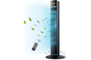 PARIS RHÔNE Tower Fan, 36” Oscillating Tower Fan with Remote, 3 Modes, 3 Speeds, LED Display, 12H Timer, Bedroom Fans, Cooling Tower Fan Air Conditioner Bladeless Fan for Bedroom, Living Room, Offices & Kitchen