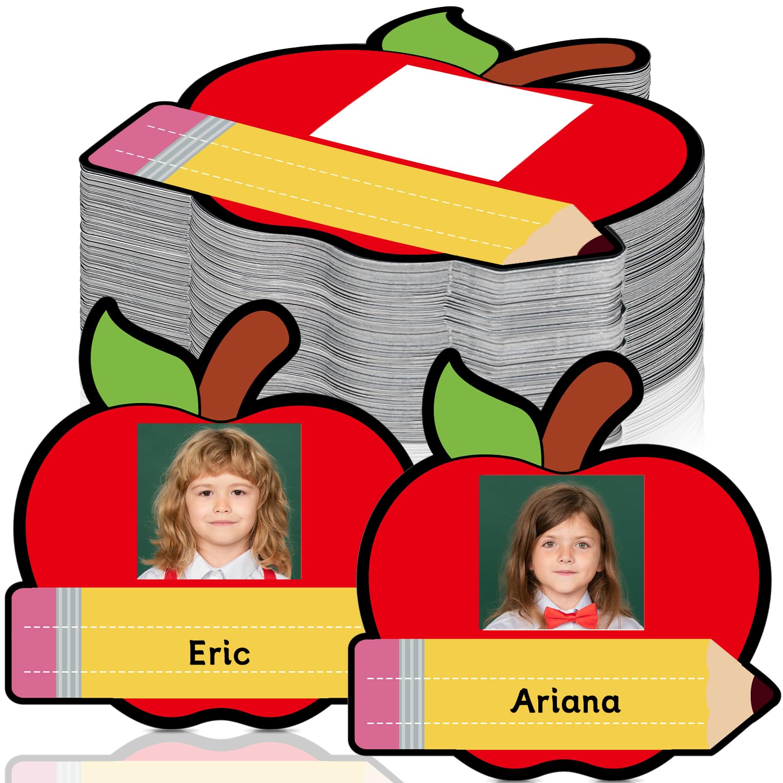 Photo 1 of Affrolling 60 Pcs Apple Name Tags for Classroom with Photo Space Kids Photo Nameplates for Desk Cubbies Name Tags Labels Colorful Back to School Apple Classroom Decor for Desk Bins Cubbies Office
