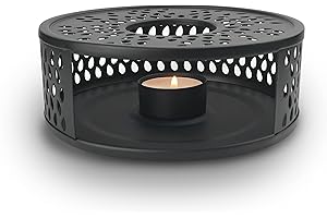 Creano Black Stainless Steel Tea Warmer with Tea Light Holder - Tea Cosy - Stable Not Rattling - Rechaud Suitable for All Teapots