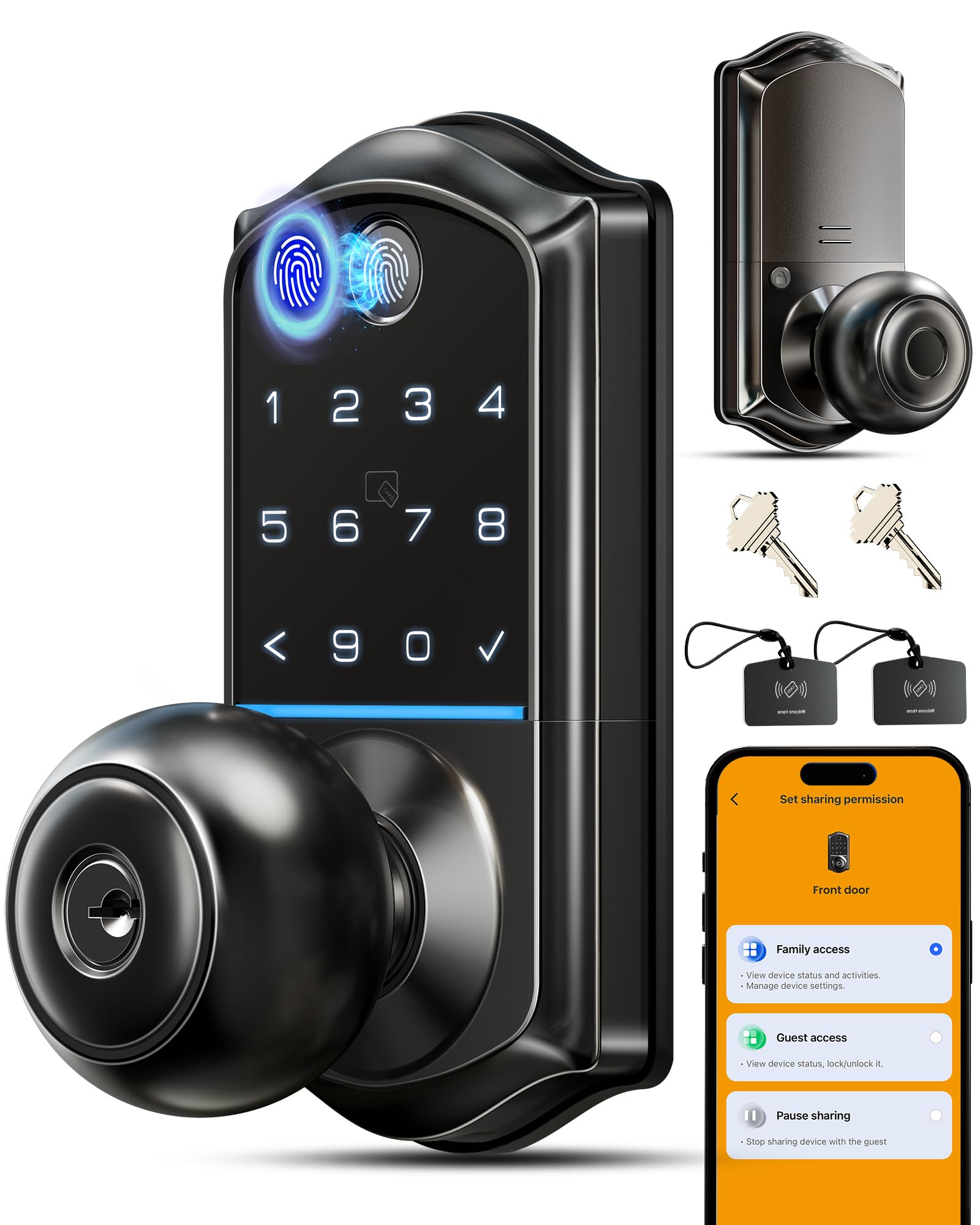 Photo 1 of ***************FOR PARTS ONLY- didn’t have the keys nor remote controls************
Veise VE018 Smart Knob Handle Lock - Fingerprint, App Control, Keyless Entry for Front Door and Bedroom, Electronic Digital Keypad, Auto Lock, Remote Access Sharing, IP55
