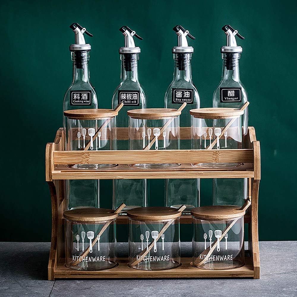 Olive Oil Dispenser,Glass Oil And Vinegar Bottles,Vintage Ceramic Seasoning Jar,Large-Capacity Seasoning Jars Are Easy To Clean,Multifunctional Kitchen Storage Rack,For Home Cooking,Cuchillo-Tenedor