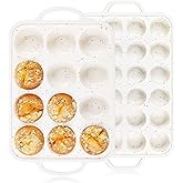 Vinino 2Pack Silicone Muffin Pan for Baking with Metal Reinforced Frame, Regular 12 Cup and Mini 24 Cup Nonstick Cupcake Pan Set, BPA Free Silicone Muffin Tray Molds for Oven Dishwasher Safe