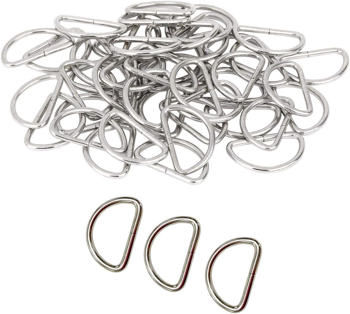 Mazaashop Metal D Ring 1 inch 25 Pack Non Welded Nickel Plated DIY Craft Bag and Dog Leash