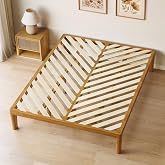 LUSHF Queen Platform Bed Frame - 14 in Solid Wood Mattress Foundation, Teak | Herringbone Slats, Heavy Duty Support Legs, No Box Spring Needed, Underbed Storage, Easy Assembly