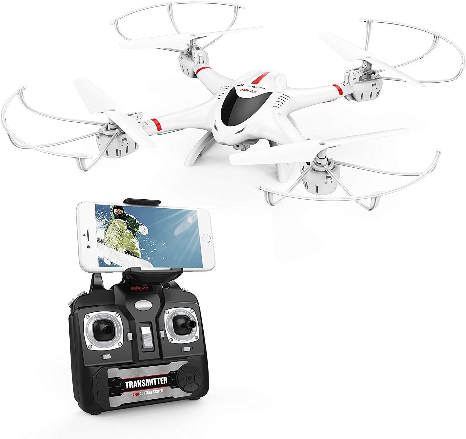DBPOWER Drone With Camera 720P HD FPV RC Quadcopter Drone with WiFi Live Video, One Key Return Function, Altitude Hold, Headless Mode, APP Remote Control, Long Flying Time, Gift Toys, White