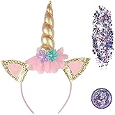 Funcredible Unicorn Horn Headband &amp; Glitter &ndash; Adult Unicorn Costume Headwear for Festivals, Halloween, Cosplay &amp; Photo Shoots