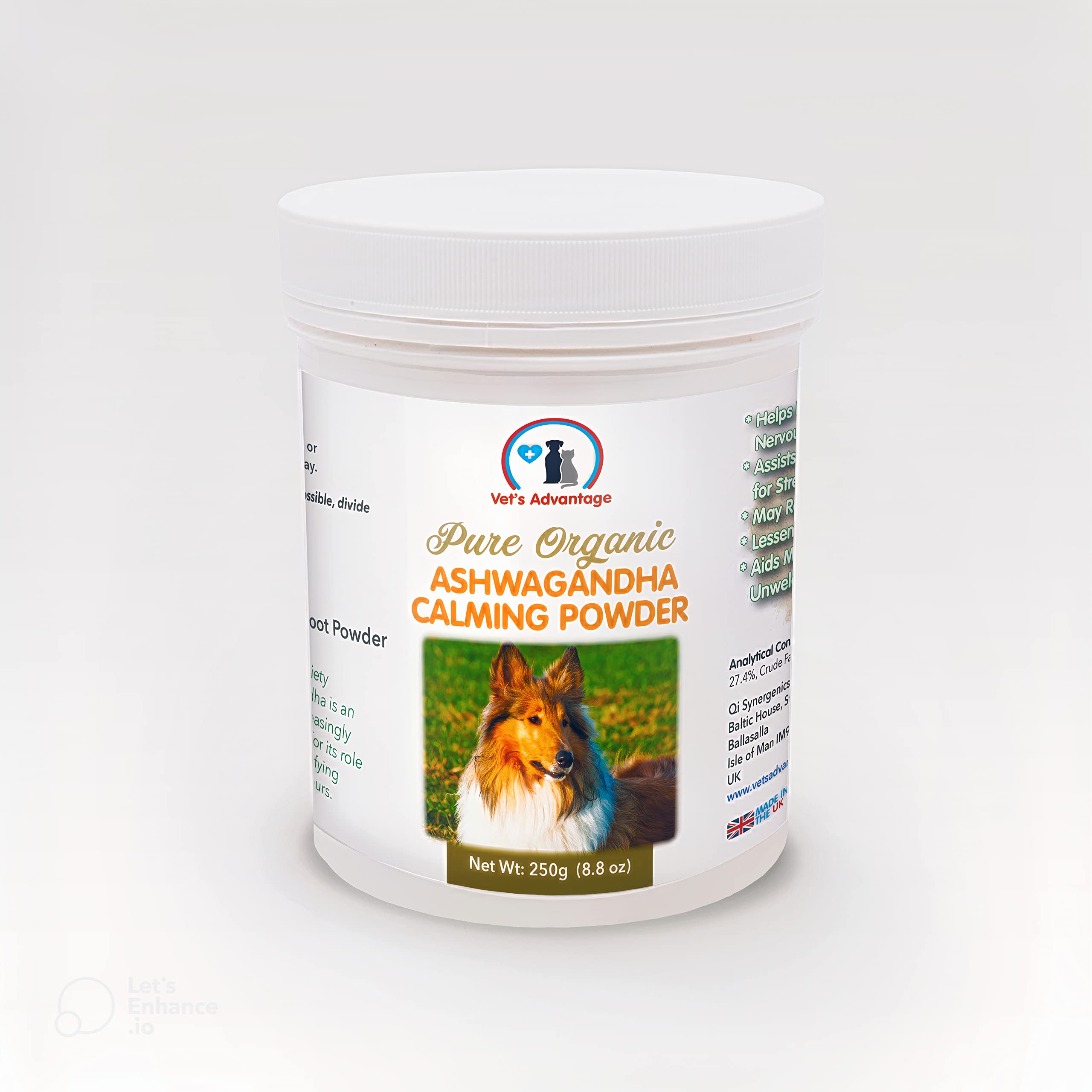 Vet's Advantage Ashwagandha Calmer For Dogs - Pure Herbal Support for Anxious, Excitable Dogs who are Easily Stressed (250 grams)