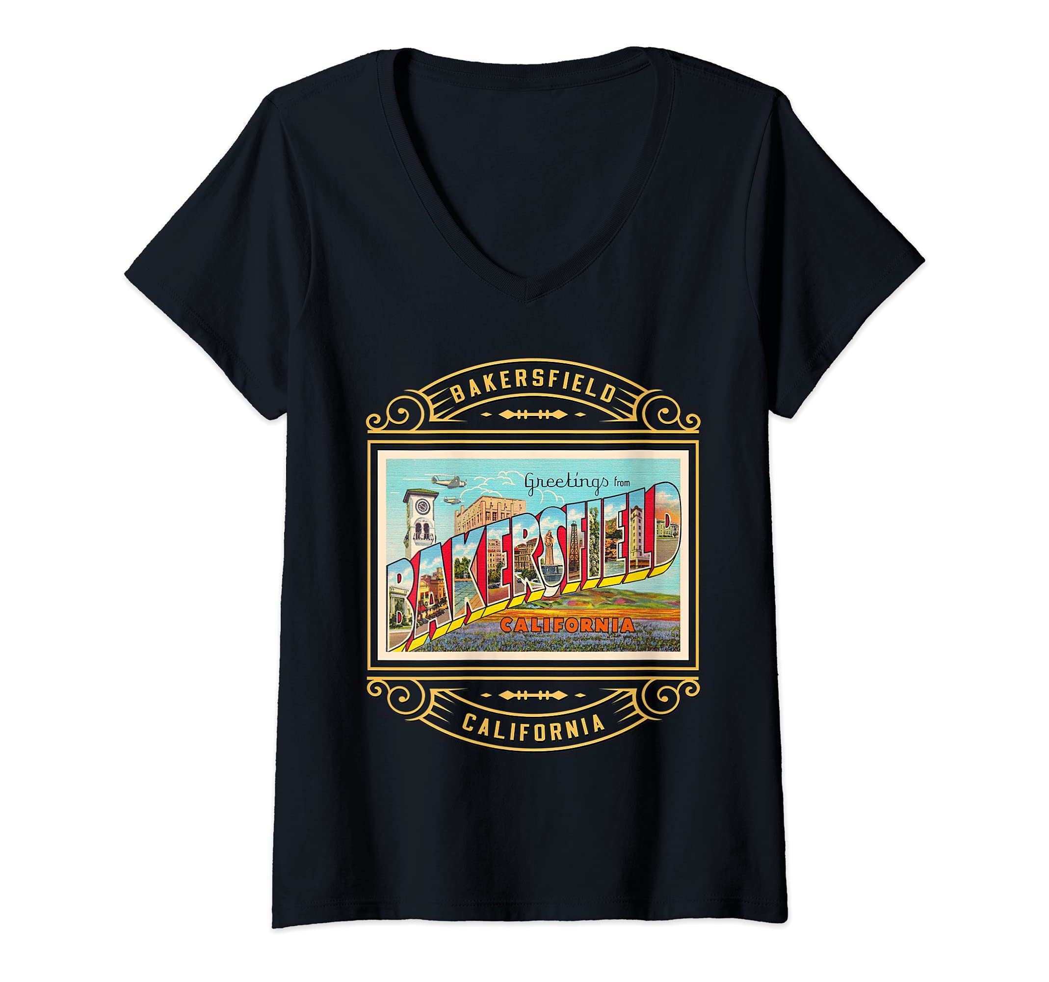 Womens Bakersfield California CT01 V-Neck T-Shirt