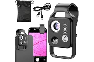 TTEDMO Nanozoom 200x Magnification Zoom,Nano Zoom 200x for iPhone,Nanosight x200,Turns Any Smartphone Into A Pro-Microscope (Black,200X with CPL)