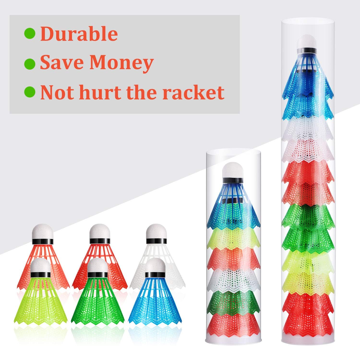 Nylon Badminton Shuttlecocks Brightly-Colored Plastic Birdies Badminton Balls Sports Training Badminton Balls for Indoor Outdoor Sports (24 Pieces) : Sports & Outdoors